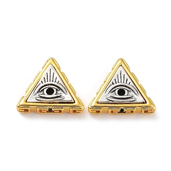 Brass Beads, Triangle with Eye, Antique Silver & Golden, 13.5x10.5x4mm, Hole: 1.2mm