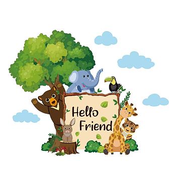 PVC Wall Stickers, Wall Decoration, Animal, Tree, 800x390mm, 2 sheets/set