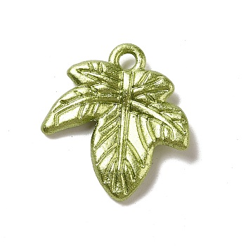 Painting Alloy Pendants, Leaf, Yellow Green, 22x20x3mm, Hole: 2mm