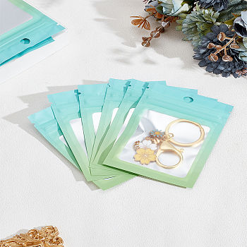 50Pcs Rectangle Plastic Yin-yang Resealable Bags, Gradient Color Top Seal Storage Bags, Self Seal Bags, with Window and Hang Hole, Lime Green, 9.9x7x0.15cm