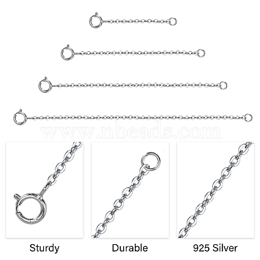 4Pcs 4 Styles Sterling Silver Cable Chain Extender(STER-GL0001-03)-4