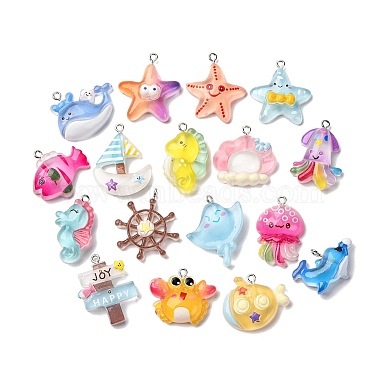 Ocean Theme Transparent Resin Pendants(RESI-A046-04)-2
