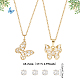 2 Sets 2 Styles Clear Cubic Zirconia Stud Earrings & Butterfly Pendant Necklaces Set(SJEW-HY0001-01)-6