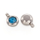 Trendy Original Color 304 Stainless Steel Faceted Grade A Rhinestone Flat Round Charms Pendants(RB-N030-01K)-2