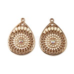 Alloy Enamel Pendants, Teardrop Charms, with Plastic Bead and Rhinestone, Light Gold, 33x23x3.5mm, Hole: 1.6mm(AL-CBA75EE-06KCG)