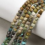 Natural Turquoise Beads Strands, Faceted, Cube, 4x4x4mm, Hole: 0.8mm, about 104pcs/strand, 15.35''(39cm)(G-G294-B01-4x4mm)