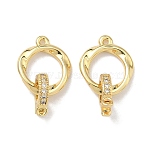 Brass Micro Pave Clear Cubic Zirconia Fold Over Clasps, Cadmium Free & Lead Free, Rack Plating, Long-Lasting Plated, Real 18K Gold Plated, 17mm(KK-B170-06G)