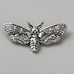 Gothic Alloy Lapel Pins for Backpack Clothes, Moth & Skull, Antique Silver, 26x51.5mm(JEWB-WH0010-124AS)