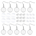 DIY Earring Making Kit, Including Stainless Steel Dangle Earrings Settings, Transparent Glass Cabochons, with Plastic & 201 Stainless Steel Ear Nuts, Stainless Steel Color, 140pcs/box(STAS-DC0002-50)