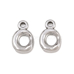 304 Stainless Steel Pendants, Oval Charms, Stainless Steel Color, 12.5x8x2mm, Hole: 1.2mm(STAS-L317-25P)