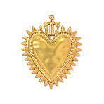 Hammered 304 Stainless Steel Pendants, Hand Polished Ex Voto Heart Charm, Ion Plating(IP), Long-Lasting Plated, Real 18K Gold Plated, 42x34mm,Hole:1.80mm(STAS-OY016-29G)