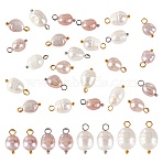 20Pcs Natural Pearl Pendants, with Brass Findings, Mixed Color, 14~18mm, Hole: 2~2.5mm, 2style, 2Color(PALLOY-GA00015)
