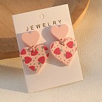 Acrylic Dangle Stud Earrings, Heart, Pink, 40x28mm(FS-WG1A271-01)
