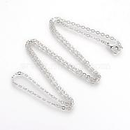 Brass Cable Chains Necklaces, Platinum, 23.6 inch(60cm)(MAK-R019-P)