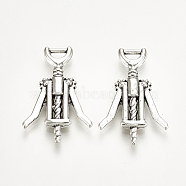 Tibetan Style Alloy Pendants, Corkscrew, Cadmium Free & Lead Free,, Antique Silver, 26x17x2mm, Hole: 1.5x3.5mm, about 605pcs/1000g(TIBE-T007-39AS-LF)