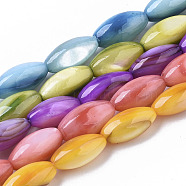 Natural Freshwater Shell Beads, Dye, Rice, Mixed Color, 11x5mm, Hole: 0.8mm, about 32 pcs/Strand, 13.98 inch(35.5cm)(SHEL-R047-02)