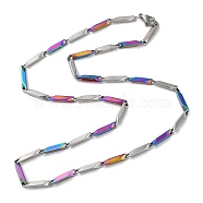 201 Stainless Steel Bar Link Chain Necklaces for Men Women, Rainbow Color, 19.92~20.00 inch(50.6~50.8cm)(NJEW-G112-07C-MCP)