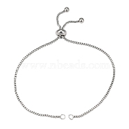 Fabrication de bracelets réglables 304 curseur en acier inoxydable, bracelets bolo, avec perles en 202 acier inoxydable, couleur inoxydable, longueur de la chaîne simple: environ 12cm(X-STAS-T050-031P)