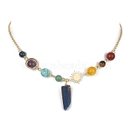 Natural & Synthetic Mixed Gemstone Nugget Pendant Necklaces with Alloy Chains, 10.31 inch(26.2cm)(NJEW-TA00126)