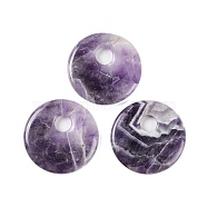 Natural Amethyst Pendants, Donut/Pi Disc Charms, 45x5~7mm, Hole: 10.5mm(G-C140-10F)