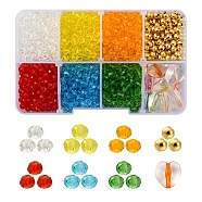 DIY Colorful Transparent Beads Bracelet Making Kit, Including Glass & Acrylic Beads, Iron Spacer Beads, Elastic Thread, Mixed Color, Beads: 1200pcs/set(DIY-YW0005-45)