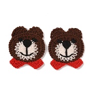 Animal Polyester Knitted Appliques, Costume Hat Bag Ornament Accessories, Bear Pattern, 36x30.5x2.5mm(DIY-WH0399-42J)