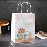 Rectangle Paper Gift Bags with Handle, Shopping Bags for Birthday, Wedding, Celebration Party Packing, Bear, 9x18x23cm(BEAR-PW0001-86B)
