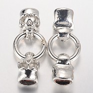 Skull Brass Spring Gate Rings, O Rings, Platinum, 6 Gauge, 58mm(ZIRC-F022-65P)