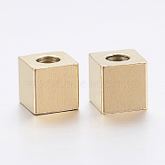 Ion Plating(IP) 304 Stainless Steel Beads, Cube, Golden, 6x6x6mm, Hole: 3mm(STAS-H452-02G)