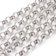 3.28 Feet 304 Stainless Steel Rolo Chains, Belcher Chain, Unwelded, Stainless Steel Color, 10mm(X-CHS-L017-18D)