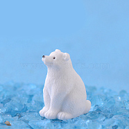 Miniature Sitting Polar Bear Ornaments, Micro Landscape Home Dollhouse Accessories, Pretending Prop Decorations, White, 30x24mm(BEAR-PW0001-66C)