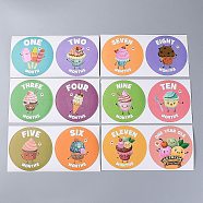 1~12 Months Number Themes Baby Milestone Stickers, Month Stickers for Baby Girl, Ice Cream Pattern, 10cm, 12pcs/Set(DIY-H127-B14)