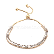 Brass Pave Clear Cubic Zirconia Rectangle Box Chain Slider Bracelets, Nickle Free, Long-Lasting Plated, Golden, 10-1/2 inch(26.8cm)(BJEW-B094-05A-G)