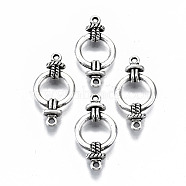 Tibetan Style Alloy Links Connectors, Ring, Cadmium Free & Lead Free, Antique Silver, 25x13x4mm, Hole: 1.2mm, about 800pcs/1000g(TIBE-N011-032AS-RS)
