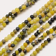 Natural Gemstone Yellow Turquoise(Jasper) Round Beads Strands, 3mm, Hole: 0.8mm, about 126pcs/strand, 16 inch(G-A130-3mm-L01)