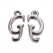 Gunmetal Plated Alloy Letter Pendants, Rack Plating, Letter.G, 17x8x2mm, Hole: 1.5mm(PALLOY-P097-03-G)