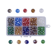 10 Colors Glass Beads, Pearl Luster Plated, Crystal Suncatcher, Faceted, Rondelle, Mixed Color, 8x6mm, Hole: 1mm, 40pcs/color, 400pcs/box(EGLA-JP0001-01-8mm)