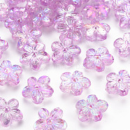 Transparent Acrylic Beads, AB Color, Flower, Violet, 14.5x15.5x7mm, Hole: 1.8mm, about 657pcs/500g(TACR-S154-45C-935)
