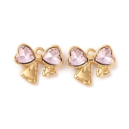 Alloy Crystal Rhinestone Pendants, Butterfly Charms, Pink, 13.5x16.5x4mm, Hole: 1.6mm(ALRI-M021-02E)