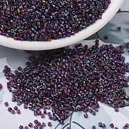 MIYUKI Delica Beads, Cylinder, Japanese Seed Beads, 11/0, (DB1694) Silver Lined Glazed Dark Cranberry AB, 1.3x1.6mm, Hole: 0.8mm, about 2000pcs/bottle, 10g/bottle(SEED-JP0008-DB1694)