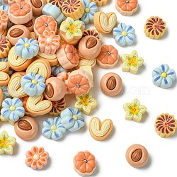 Opaque Resin Cabochons, Imitation Food, Cakes and Pastries, Mixed Color, 12~14x12~13x6~8mm(RESI-CJC0012-37A)
