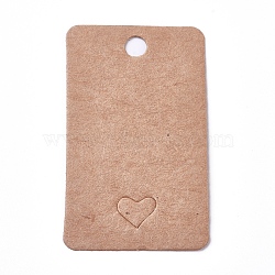 Paper Price Tags, Hang Tags, for Jewelry Display, Arts and Crafts, Wedding Christmas, Rectangle with Heart, BurlyWood, 50x30x0.4mm, Hole: 4mm(CDIS-E009-02A)