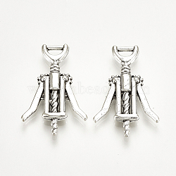 Tibetan Style Alloy Pendants, Corkscrew, Cadmium Free & Lead Free,, Antique Silver, 26x17x2mm, Hole: 1.5x3.5mm, about 605pcs/1000g(TIBE-T007-39AS-LF)