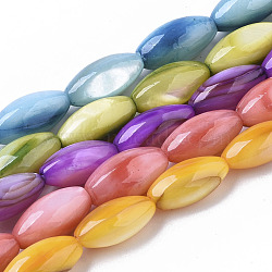 Natural Freshwater Shell Beads, Dye, Rice, Mixed Color, 11x5mm, Hole: 0.8mm, about 32 pcs/Strand, 13.98 inch(35.5cm)(SHEL-R047-02)