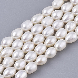 Natural Cultured Freshwater Pearl Beads Strands, Rice, Seashell Color, 6~7.5x5~6mm, Hole: 0.6mm, about 52~54pcs/Strand, 14.17 inch(36cm)(PEAR-Q015-036A-01)