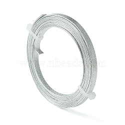 Textured Aluminum Wire, Bendable Metal Craft Wire, Flat Craft Wire, Bezel Strip Wire for Cabochons Jewelry Making, Silver, 5x1mm, about 6.56 Feet(2m)/roll(AW-R003-2m-01)