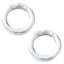 2Pcs 925 Sterling Silver Spring Gate Rings, with 925 Stamp, Silver, 9 Gauge, 15x3mm(STER-SC0001-53)
