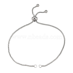 Adjustable 304 Stainless Steel Slider Bracelets Making,Bolo Bracelets, with 202 Stainless Steel Beads, Stainless Steel Color, Single Chain Length: about 12cm(X-STAS-T050-031P)