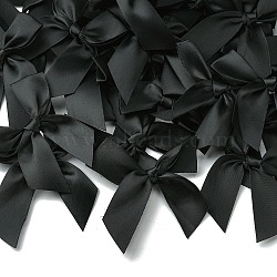 Polyester Satin Ornament Accessories, Bowknot, Black, 85x85mm(DIY-YWC0002-01B)