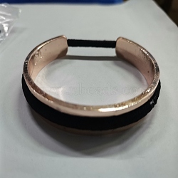 1Pc Alloy Grooved Cuff Bangle with Elastic Cord for Women, Rose Gold, Inner Diameter: 2x2-1/2 inch(5.1x6.2cm)(BJEW-UN0001-45B)